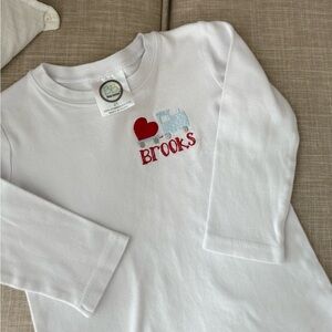 Personalized Brooks White Long-Sleeve Tee with Red Heart & Blue Truck